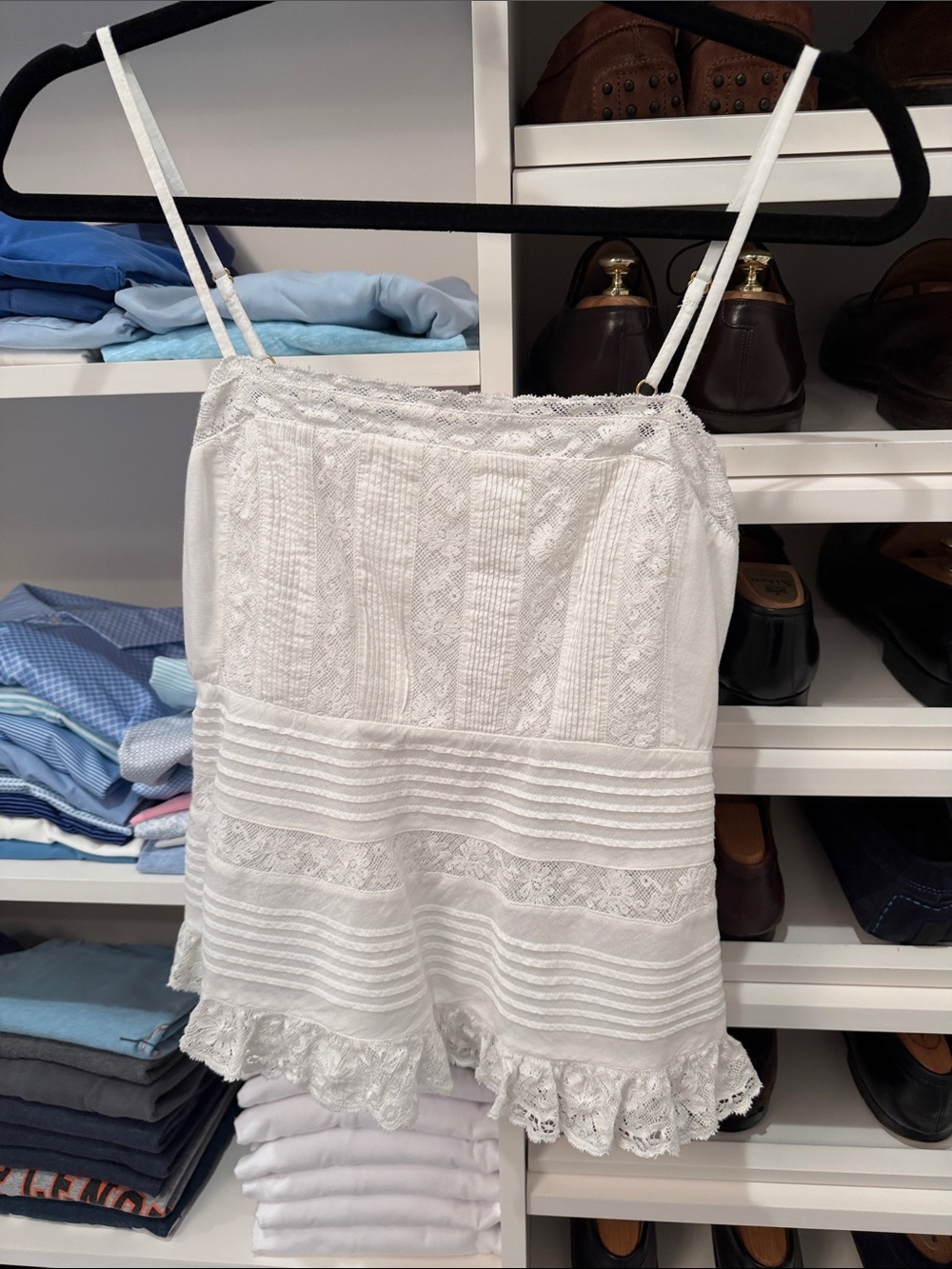 LoveShackFancy White Lace-Trim Top